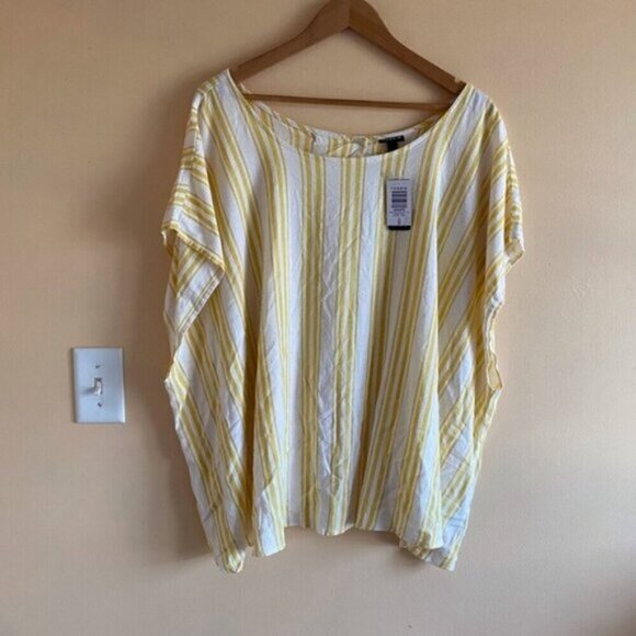 Torrid 2022 Cross Back Top Woman 4 Linen Blend Stripped Coastal Preppy Boxy NEW - Picture 16 of 16